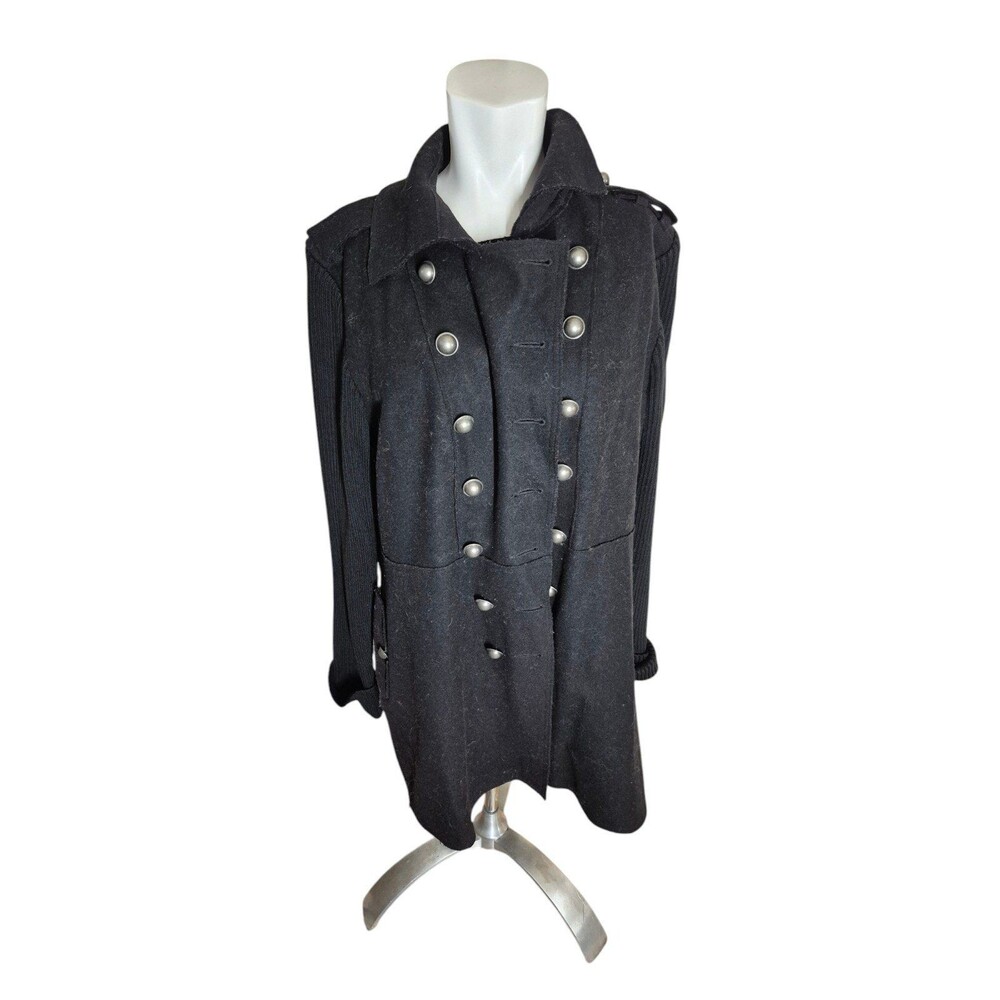 Newport News Military Wool Coatigan Double Breasted Wool Coat Jacket Black Sz XL